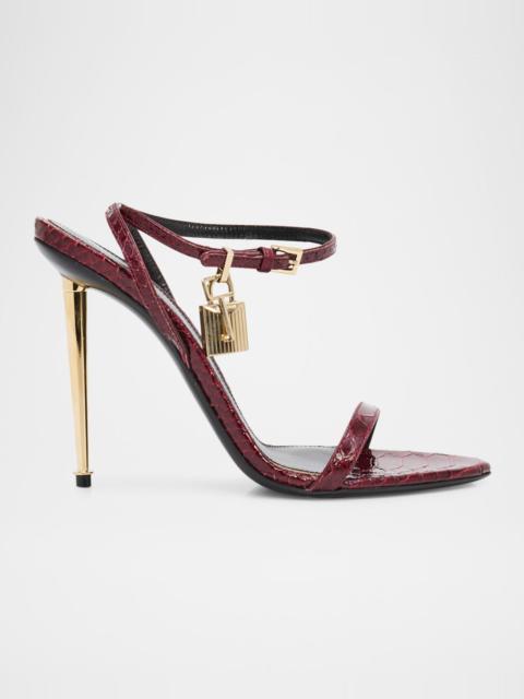TOM FORD 105mm Lock Embossed Leather Sandals
