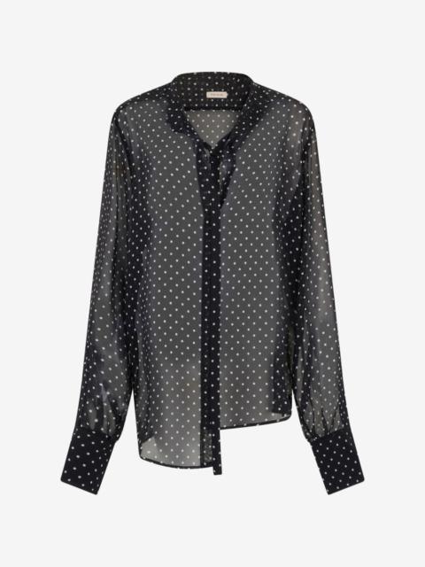 THE MANNEI polka-dot asymmetric blouse