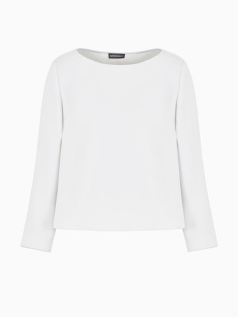 EMPORIO ARMANI Technical cady blouse with ruffle