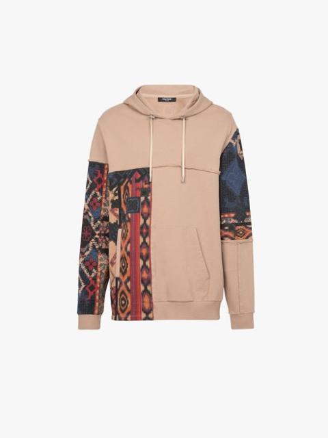 Balmain Beige cotton sweatshirt with multicolor patchwork print