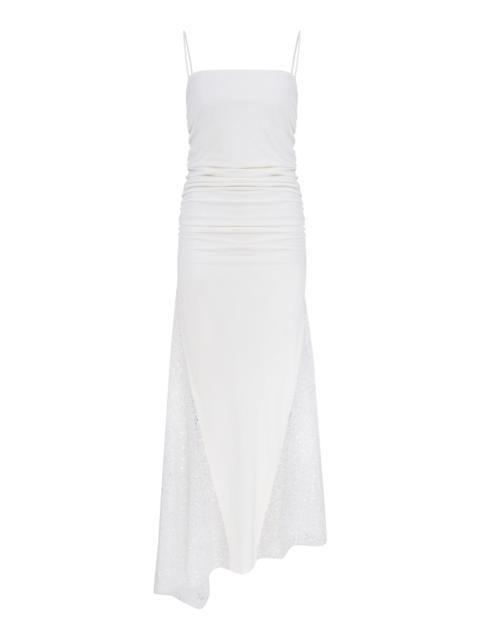 ILA Elle Sequin-Paneled Jersey Midi Dress white