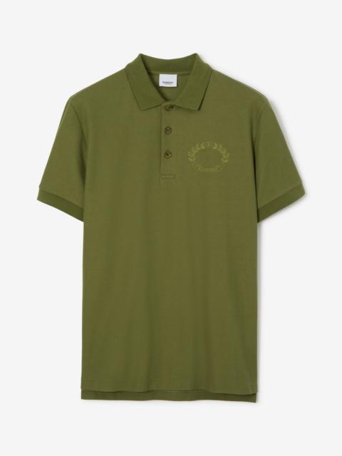 Embroidered Oak Leaf Crest Cotton Piqué Polo Shirt