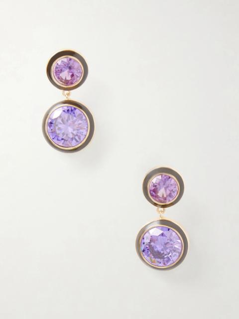 ROXANNE ASSOULIN The Cubic Double Gold-tone, Cubic Zirconia And Enamel Earrings