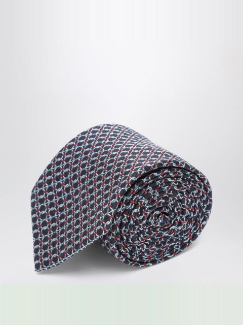 FERRAGAMO Dark blue Gancini silk jacquard tie