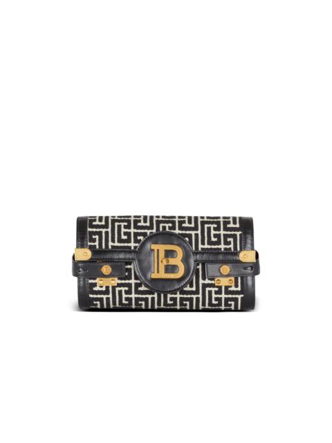 Balmain B-Buzz 23 leather clutch bag with jacquard monogram