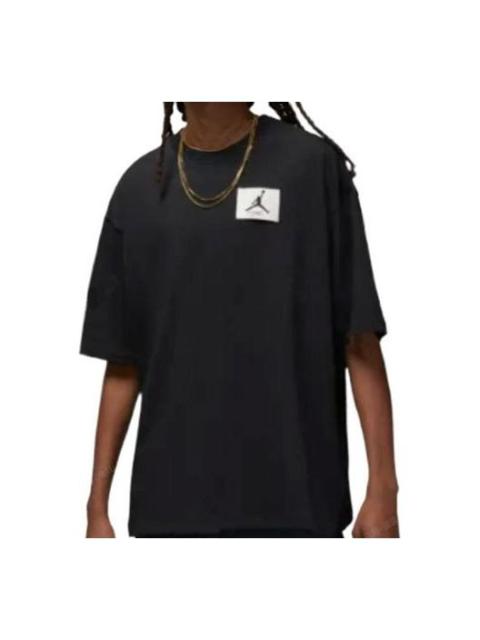 Jordan Men's Air Jordan FW22 Round Neck Logo Label Short Sleeve Black T-Shirt DZ7313-010