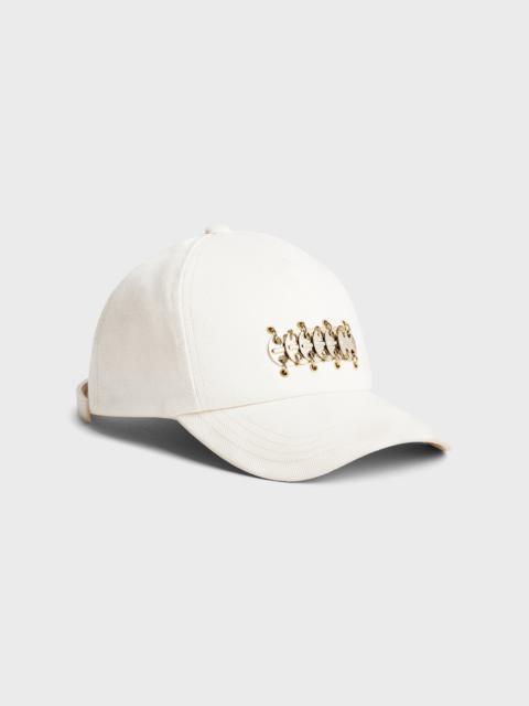 rabanne WHITE CAP WITH ICONIC MEDALS DETAIL