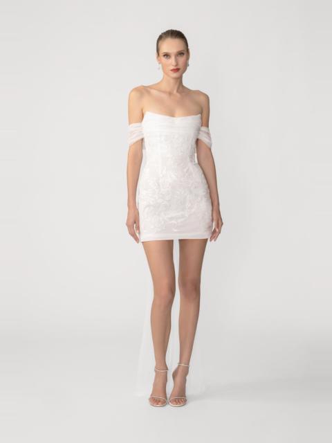 SAU LEE FREYA EMBROIDERED MINI DRESS