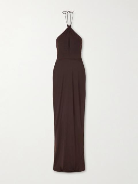 ALEX PERRY Mesh Halterneck Midi Dress