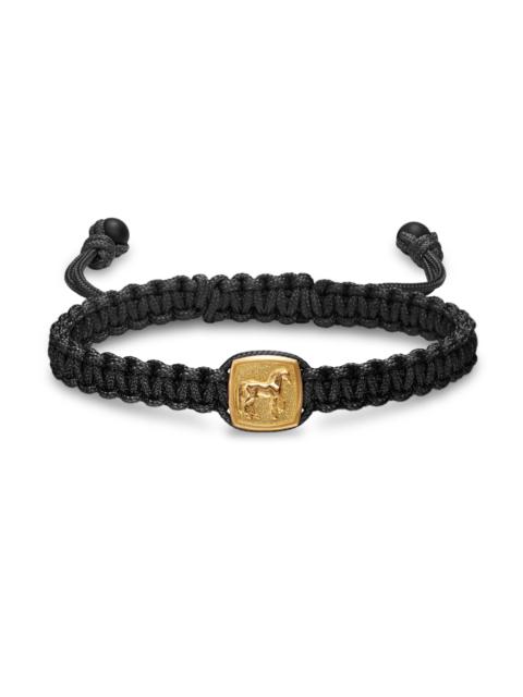 DAVID YURMAN Men's Petrvs Horse Black Nylon Woven Station Bracelet in 18K Yellow Gold - Black