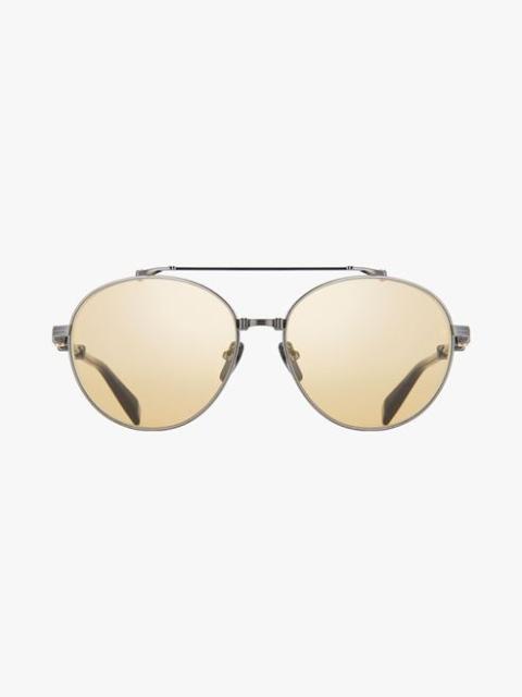 Balmain Black and gold-tone titanium Brigade-II sunglasses