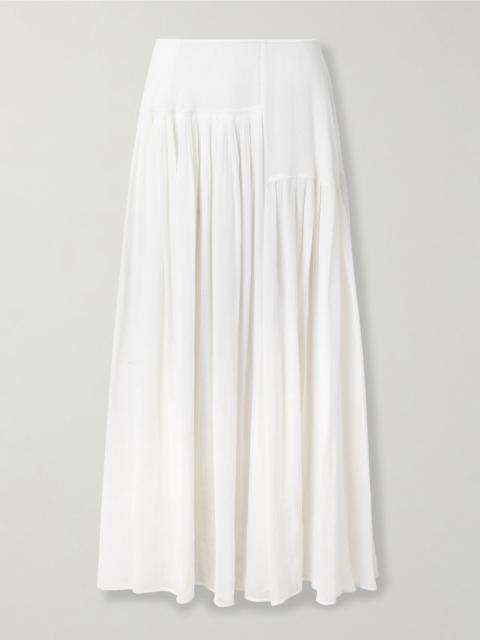 The Row Femke silk-trimmed pleated cotton-gauze maxi skirt White