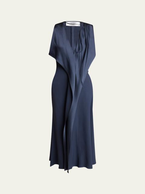 Victoria Beckham Draped V-Neck Asymmetric Dress