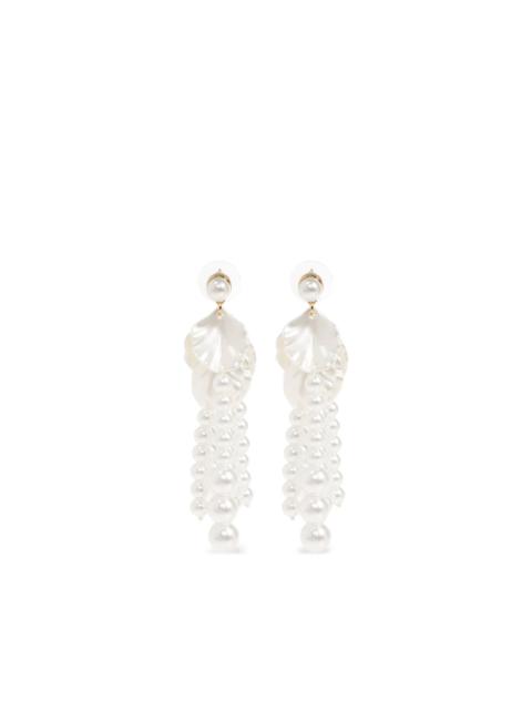 self-portrait petal glass-pearl earrings
