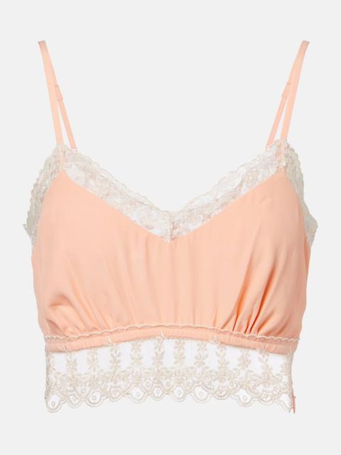 Simone Rocha Lace-trimmed crêpe de chine bra top