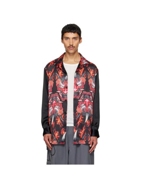 Y-3 Red & Black Satin Graphic 'Beast' Shirt