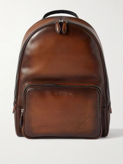 Berluti Scritto Leather Backpack Brown