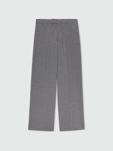 MSGM Grey melange wide-leg wool trousers with pressed crease