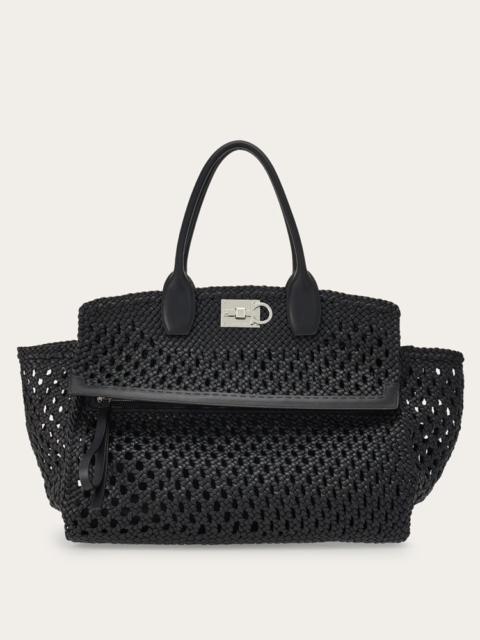 FERRAGAMO WOVEN FERRAGAMO STUDIO SOFT BAG (XL)