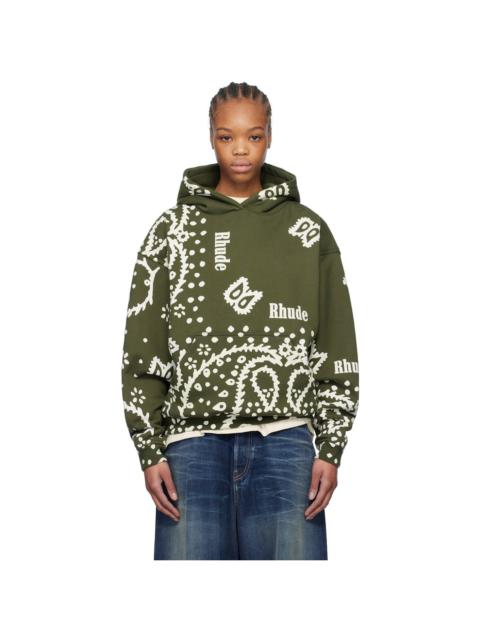 Rhude Khaki Bandana Print Hoodie