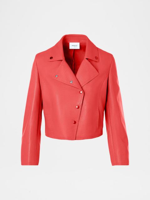 AKRIS Perforated Leather Crop Moto Jacket