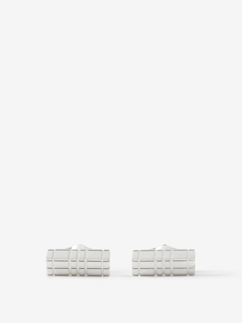 Burberry Check Engraved Palladium-plated Cufflinks