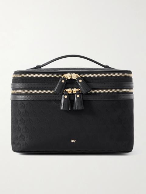 Anya Hindmarch Vanity Kit leather-trimmed jacquard cosmetics case Black