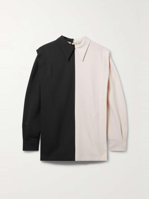 GUCCI Two-tone color-block wool-twill blouse