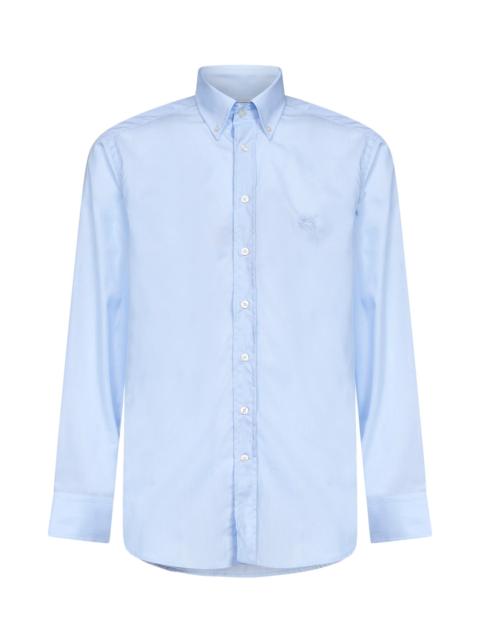 Etro Light blue cotton button-down logo shirt