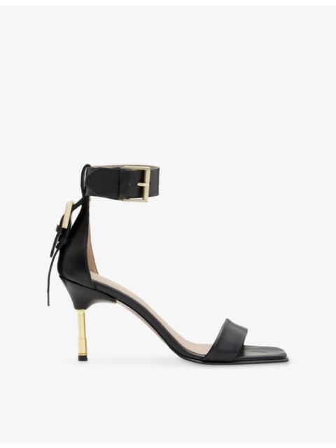 ALLSAINTS Noir Leather Heeled Sandals
