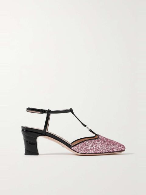 GUCCI Marmont glittered patent-leather pumps