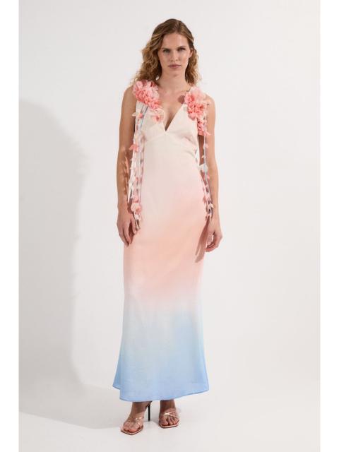 KAREN MILLEN Ombre Applique Woven Halter Woven Maxi Dress