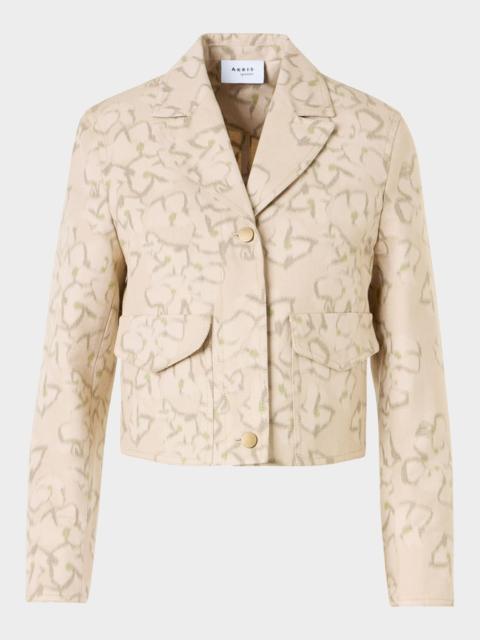 AKRIS Ikat Flower Print Cotton Canvas Boxy Jacket