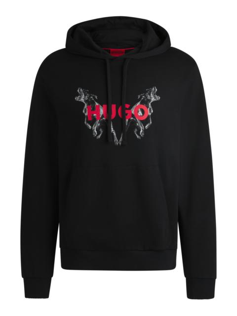HUGO COTTON-TERRY HOODIE WITH ANIMAL GRAPHIC PRINTS
