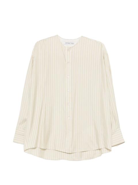 Carven striped-pattern collarless shirt