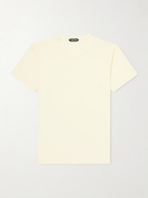 TOM FORD Slim-Fit Logo-Embroidered Cotton and Silk-Blend Jersey T-Shirt