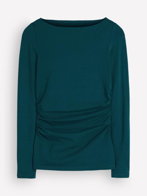 BODEN Gathered Detail Long sleeve-Midnight Teal
