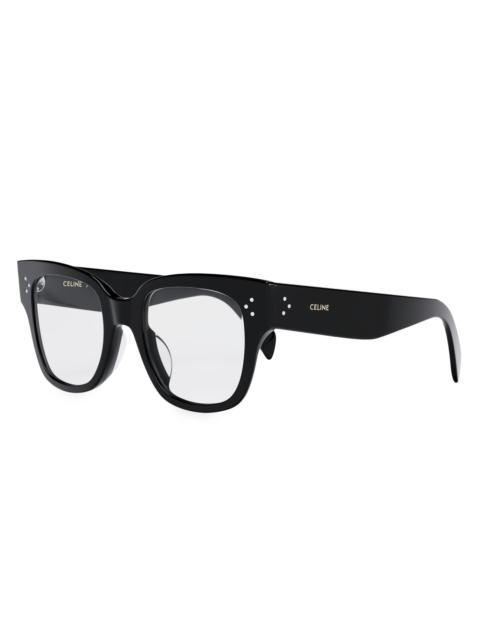CELINE Women's Bold 3 Dots 52MM Rectangular Eyeglasses - Shiny Black