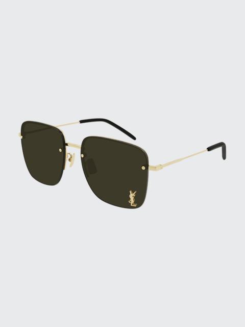 SAINT LAURENT YSL Rimless Square Metal Sunglasses