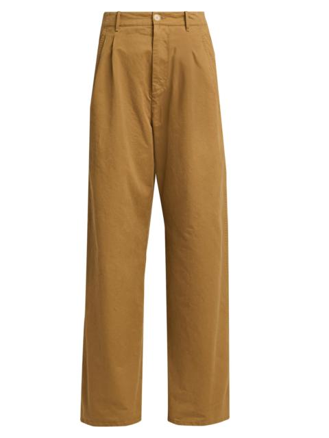 Jil Sander Women's Cotton Crease-Front Wide-Leg Trousers - Meadow