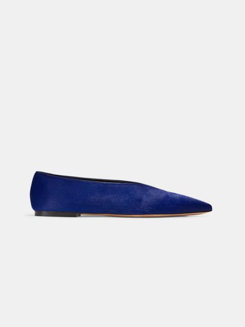 Emme Parsons POINTY V-FLAT IN BLUE CALF HAIR