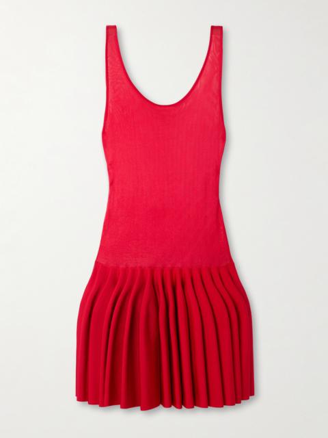 Alaïa Pleated Jersey And Stretch-knit Mini Dress