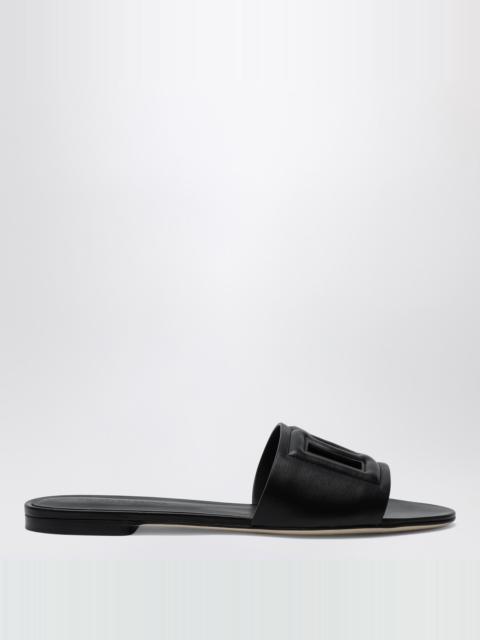 Dolce & Gabbana Black leather slides with DG logo