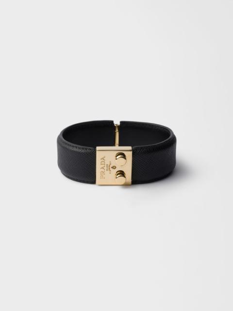 Metal and Saffiano leather bracelet