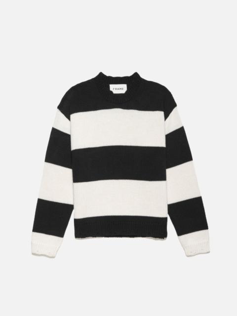 FRAME Striped Sweater in Noir/White