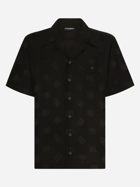 Silk jacquard Hawaiian shirt with DG Monogram