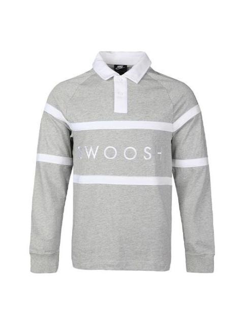 Nike Men's Nike Alphabet Embroidered Rugby Gray Polo Shirt CV0169-063