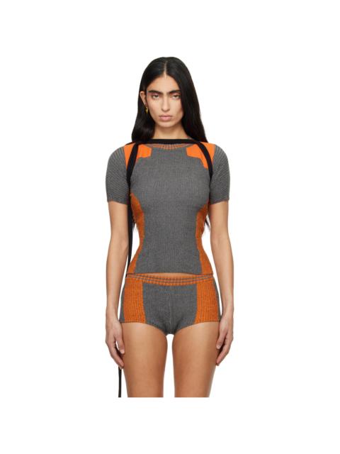 OTTOLINGER Orange & Gray Textured Knit Team T-shirt