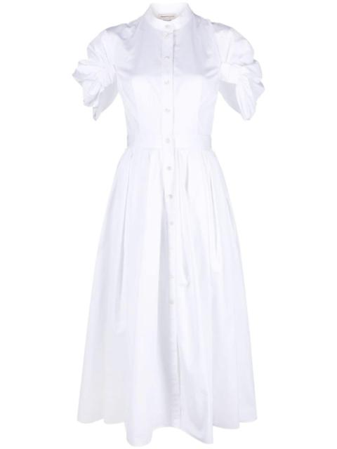 ruched cotton shirtdress