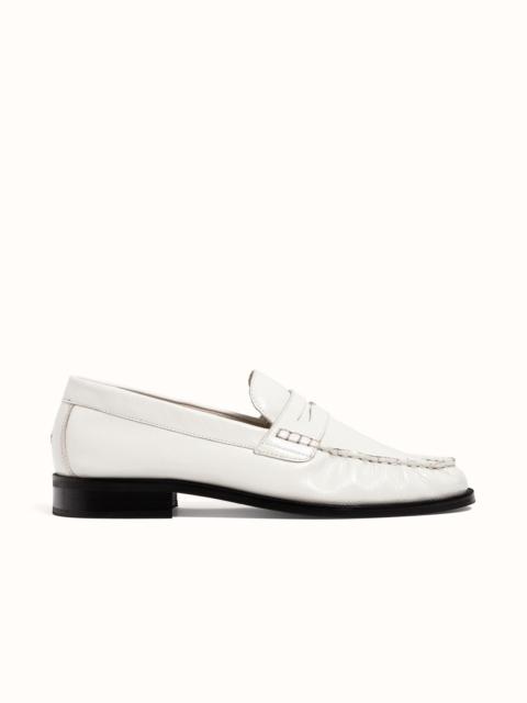 DUKE + DEXTER Ezra White Patent Ruched Loafer - Men's